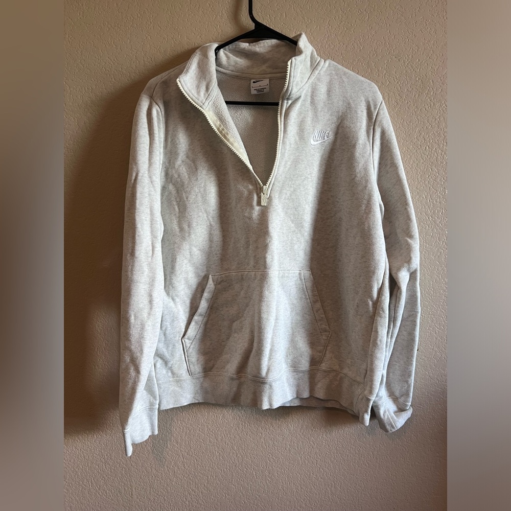 Nike Women's Light Heather Grey  Quarter-Zip Sweater